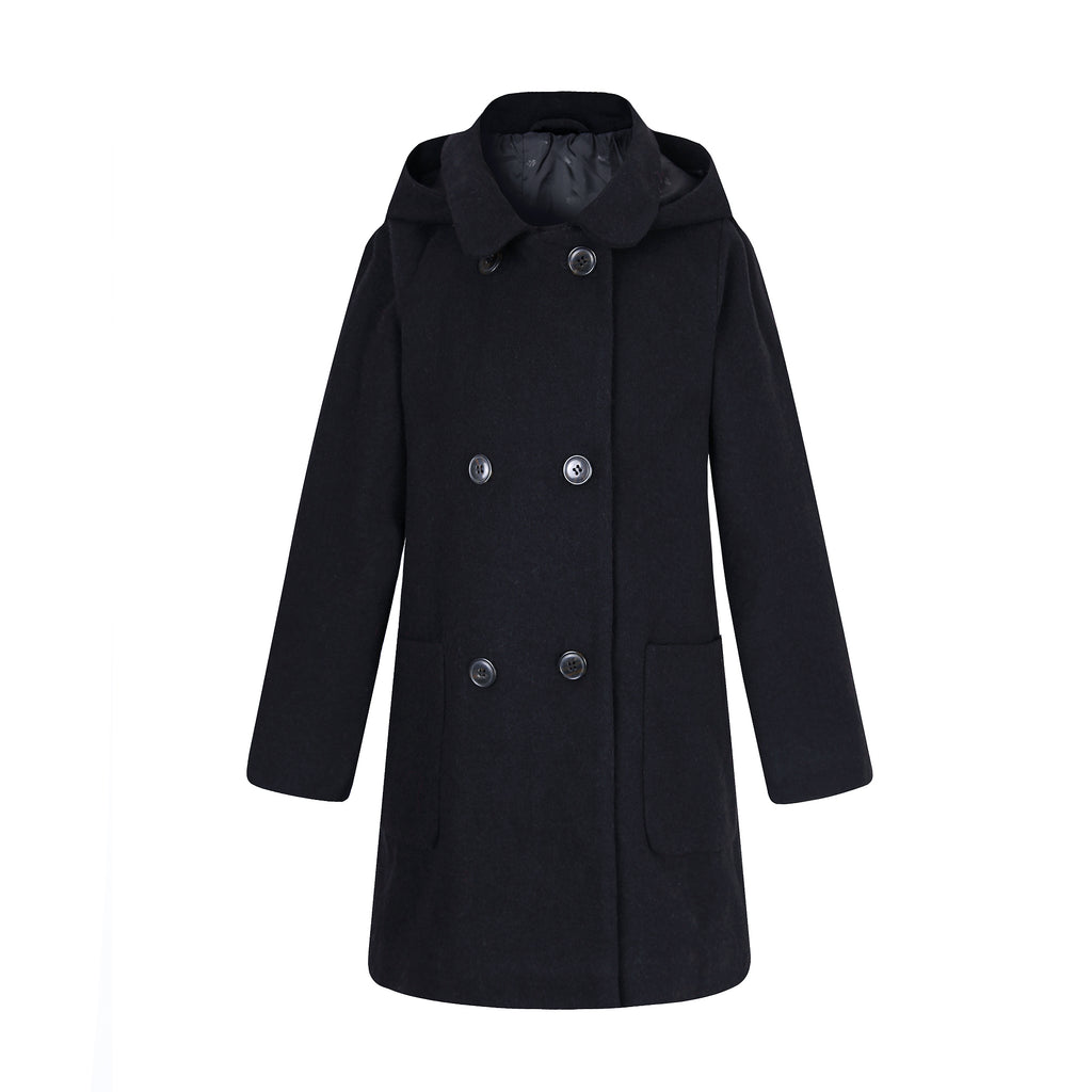 Richie House Kids Girls Double Breasted Long Wool Trench Coat Jacket Bow Dress 2-9 RH2517