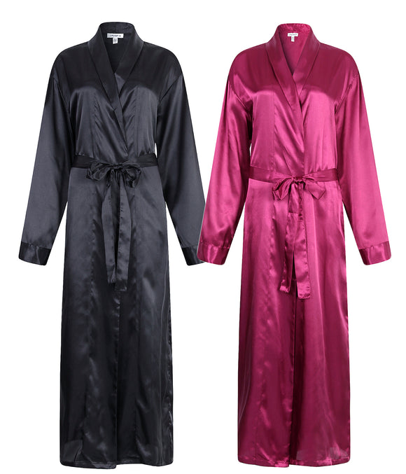 RH Mens Silk Satin Long Robe Robes Nightgown Kimono Pajamas Great Gift RHM2840