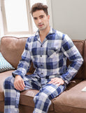 Richie House Men’s Cotton Long Sleeve Pocket Two Piece Long Lightweight Plaid Pyjama Set Sleepwear-Loungewear Sleepwear for Men S-XXL RHM2850