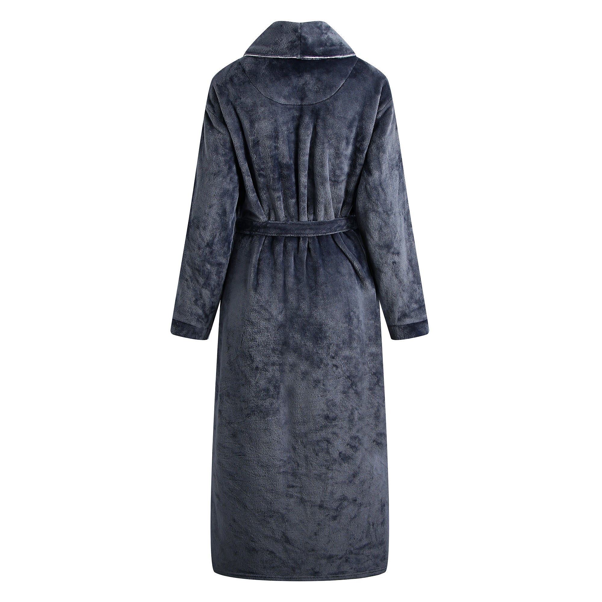 Artfasion Fluffy Plush Grey Dressing Gown Bathrobe with Hood and Wide