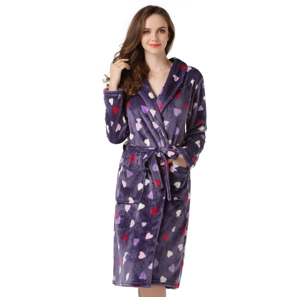 Yumi Grey Star Print Fleece Dressing Gown | Yumi