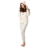 RH Women's Comfy Hooded Ears Two Piece Long Sleepwear Lounge Pajama Set UNISIZE RHW2321