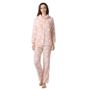 RH Women's Pajama Set Polka Soft Fleece Two-Piece Set Loungewear Sleep RHW2497