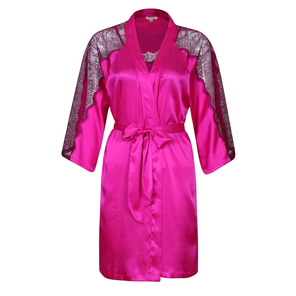 RH 2 Piece Set Robe Women Cami Sexy PJ Nightdress Satin Lace Lingerie ...