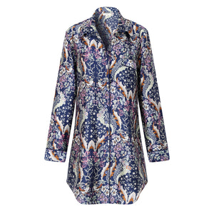 Richie House Women's Printed Satin Long Sleeve Dress Nightshirt Button Sleepwea PJ RHW2812