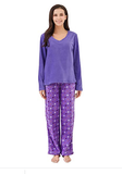 Richie House Women's Pajama Printed Comfy Fleece Long Sleep-Lounge Pajama Set RHW2862