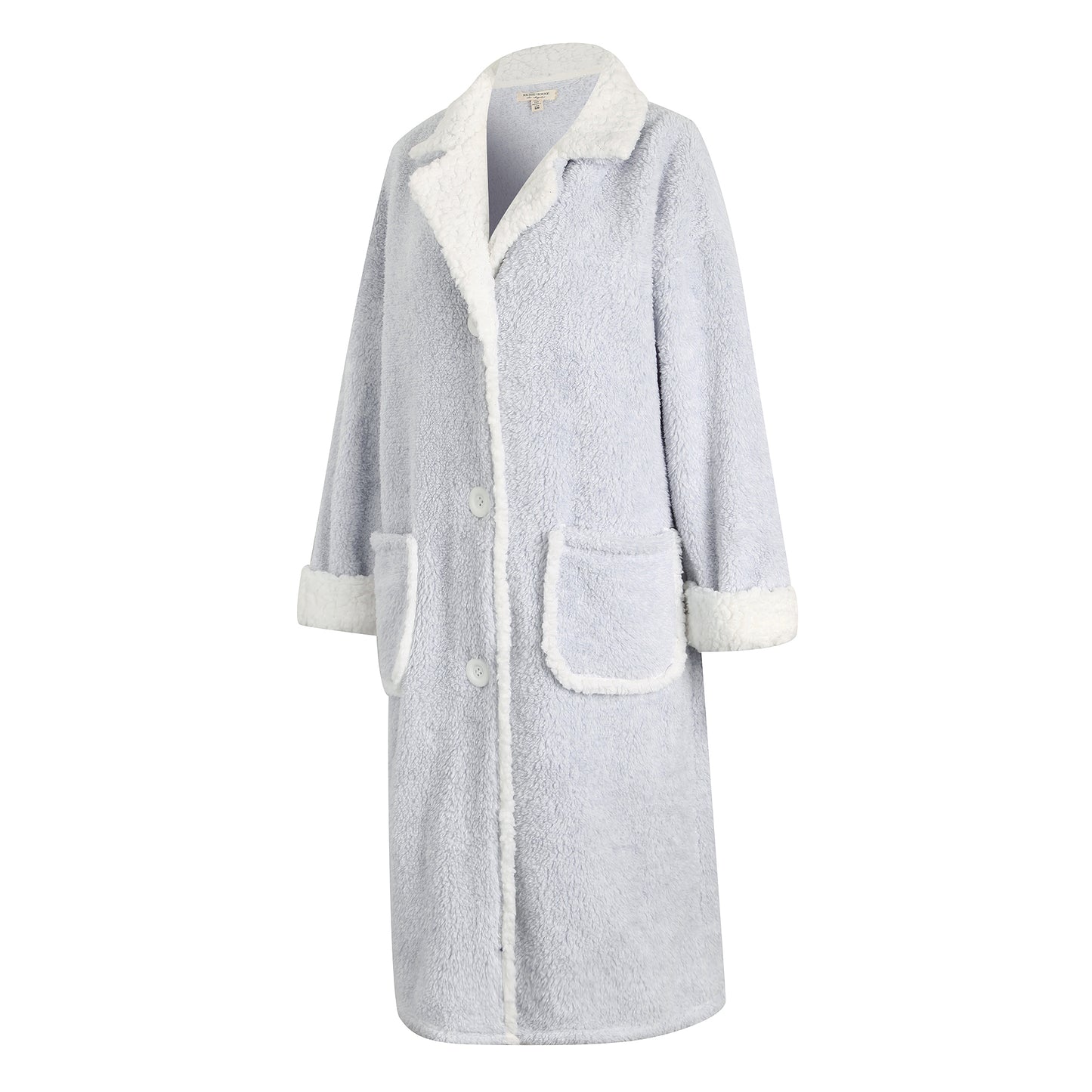 RH Warm Comfort Fleece Button Robe Dressing Gown Bath Lounge Housecoat RHW2877