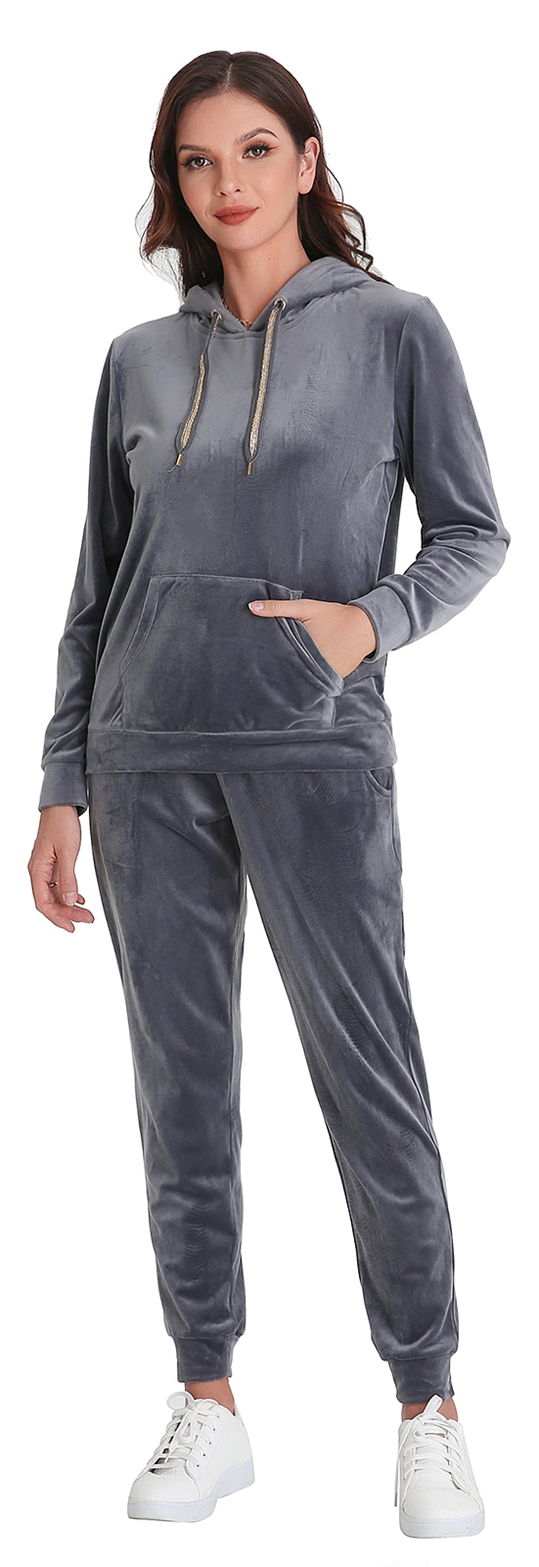 RH Sweatsuit Set Women's Velour Hoodie Sport 2P Tracksuits Outfits S-XL RHW2887