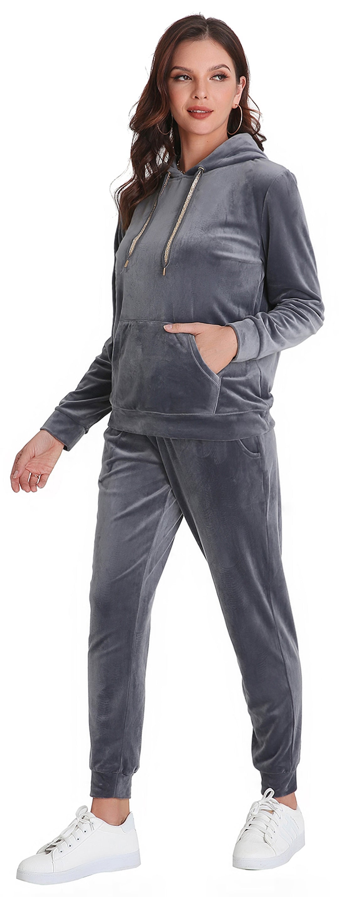 RH Sweatsuit Set Women's Velour Hoodie Sport 2P Tracksuits Outfits S-XL RHW2887