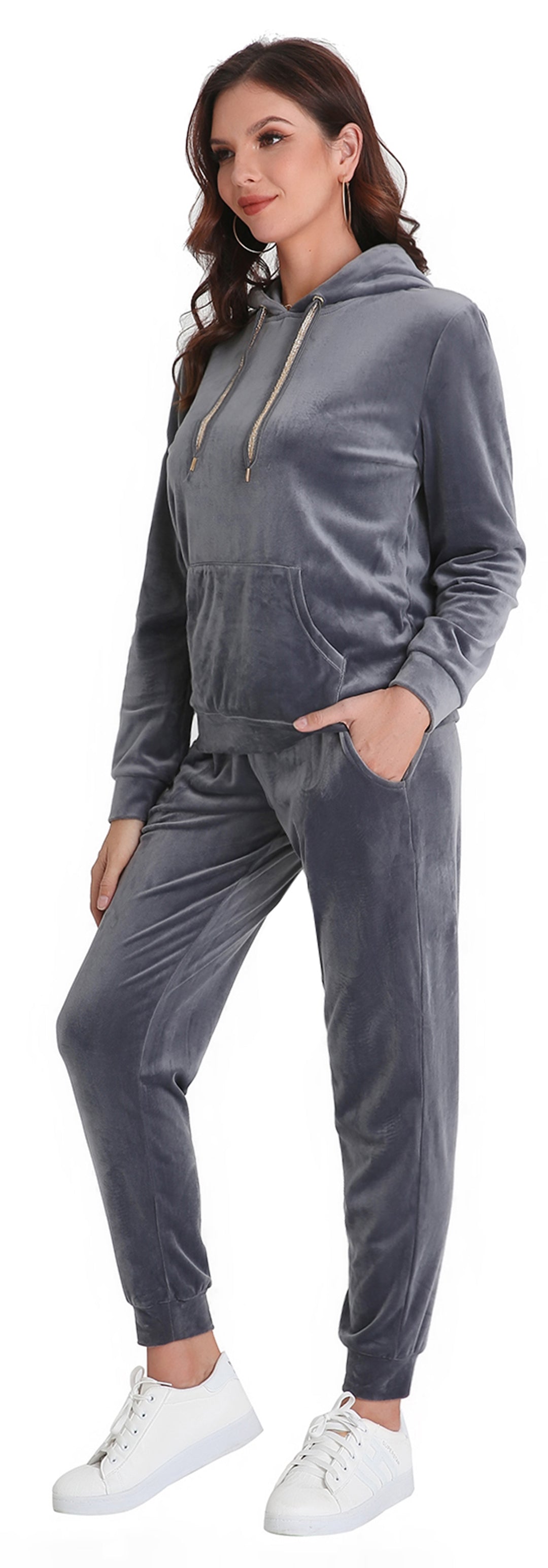 RH Sweatsuit Set Women's Velour Hoodie Sport 2P Tracksuits Outfits S-XL RHW2887