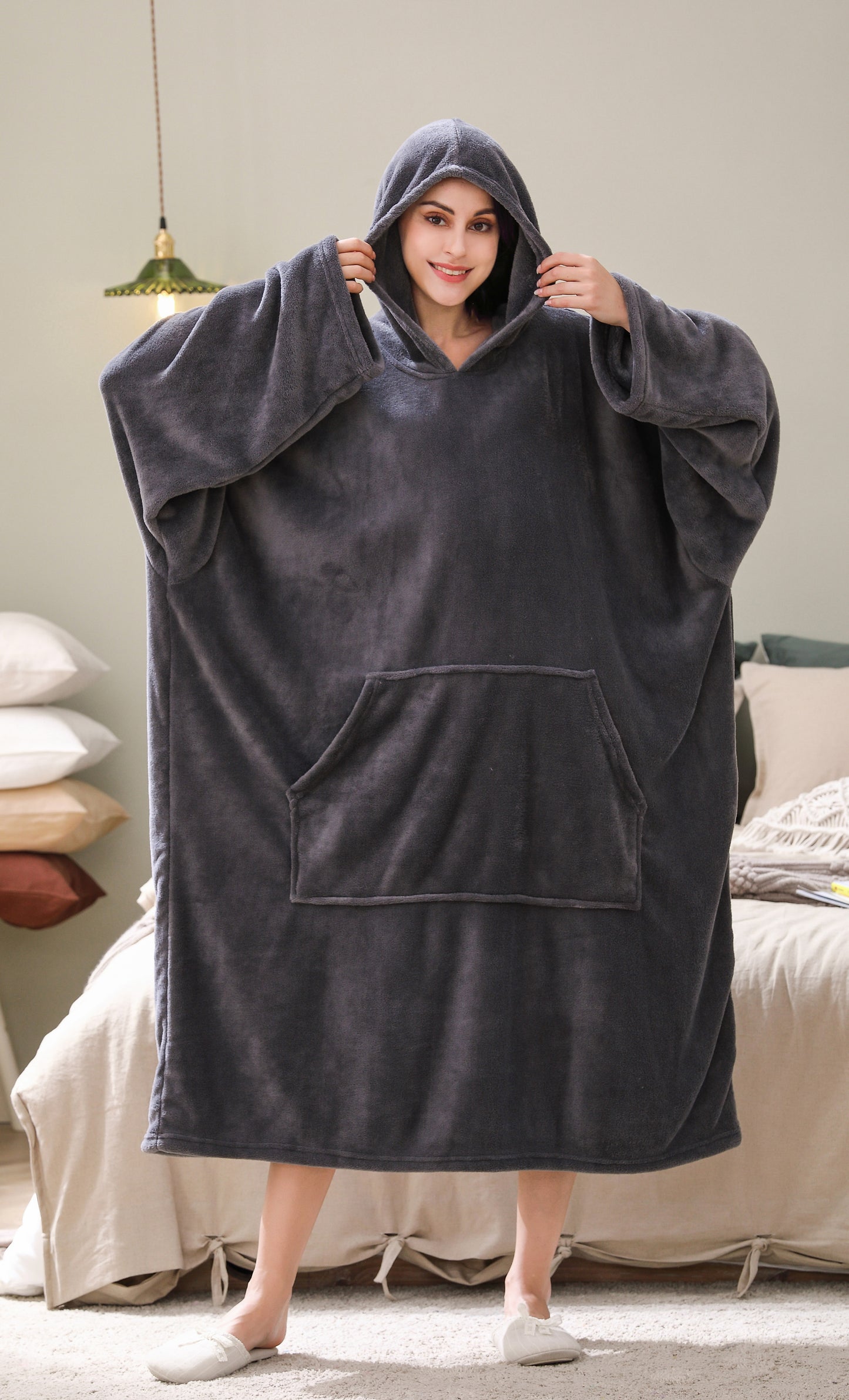 RH Wearable Fleece Blanket Sleeves Hoodie for Adult Women Men Comfy wrap Throw Blanket Robe RHW2888