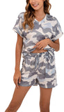 Richie House Women's Camouflage Nightwear Short Sleeve Set Tie Dye Vneck Sleepwear RHW2891