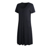 RH Womens Sleepwear Short Nightgown Button Down Pajama Nightshirt Housedress S-XXL RHW2896
