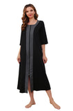 RH Women Zipper Robes Full Length Nightgowns Loose Housecoat 3/4 Sleeve Dress S-XXL RHW2897