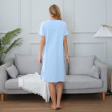 Richie House Women Zipper Robe Loungewear Short Sleeve Sleepwear Pockets Housecoat Long Soft Bathrobe RHW2898