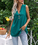 Richie House Women's Sleeveless Button-Front Casual Tank Top Knit Long Loose Shirt RHW2889