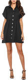 Richie House Women's Sleepshirt Short Sleeve Collar Button Casual Nightdress Pajama RHW2902