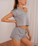 RH Women's V-neck Pajama Sleepwear Short Sleeve Pajama Set Nightwear RHW2925-C