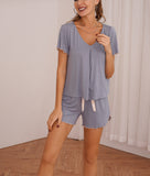 RH Pajamas Sets Short Sleeve Sleepwear Womens V-neck PJ Set Night RHW2925-D
