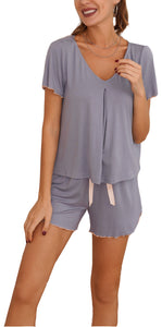 RH Pajamas Sets Short Sleeve Sleepwear Womens V-neck PJ Set Night RHW2925-D