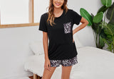 RH Pajama Set Plus Size Leopard Short Sleeve Women's Pj Set Lounge RHW2925-L