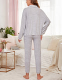 RH Women’s Pajama Set Collared Long Sleeve V-Neck Top/Pants PJS Set RHW2927-C
