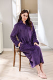 Richie House Women Fleece Robe Plush Long Zip Front Warm Soft Zippered Bathrobes S-3XL RHW4002