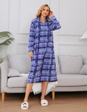 Richie House Women's Zip Front Printed Robe Long Housecoat with Pocket Nightgown S-3XL RHW4004