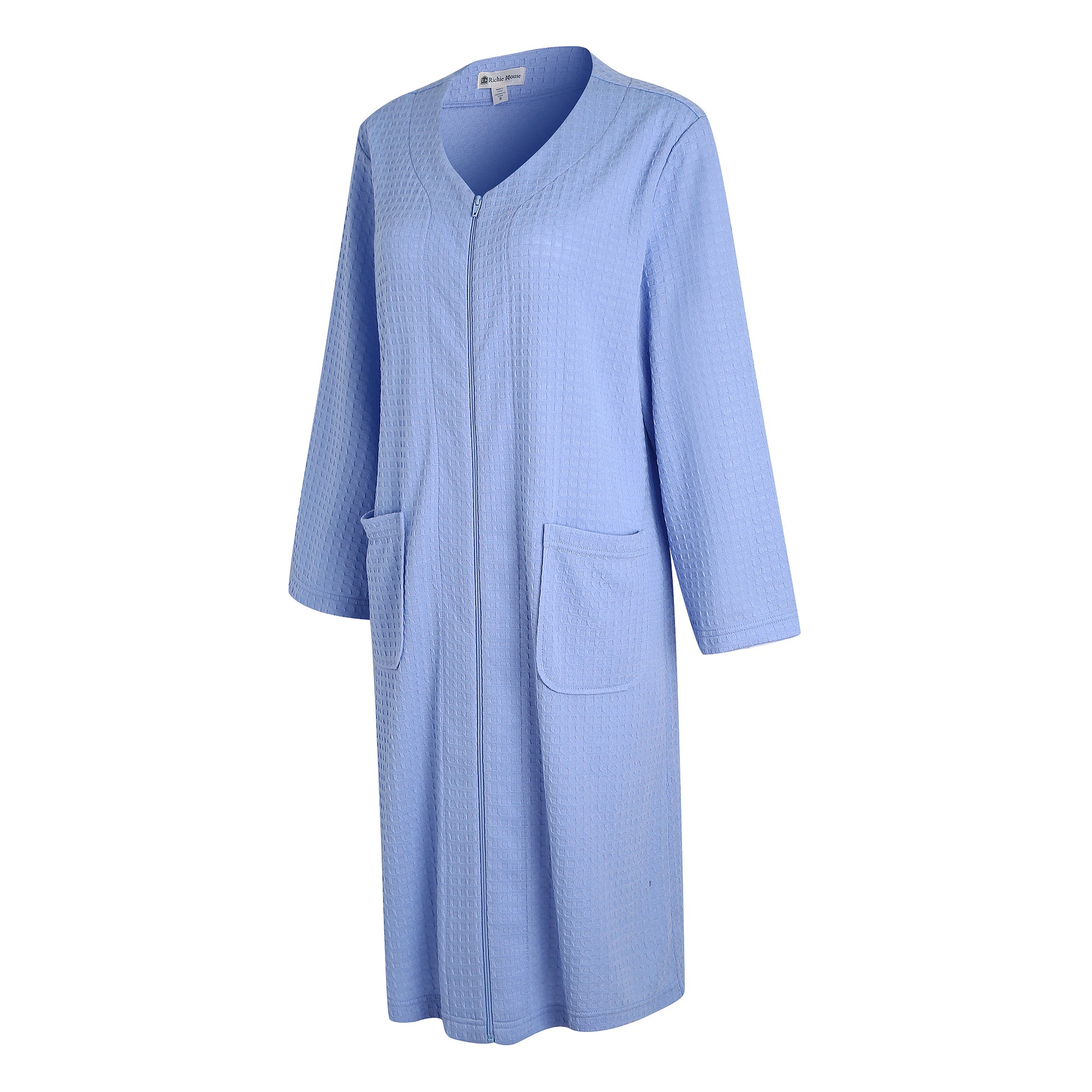 RH Womens Zipper Robes Half Sleeve Zip Front Knee Length Housecoat Dre Richie House USA RH Womens Zipper Robes Half Sleeve Zip Front Knee Length Housecoat Dre Richie House USA
