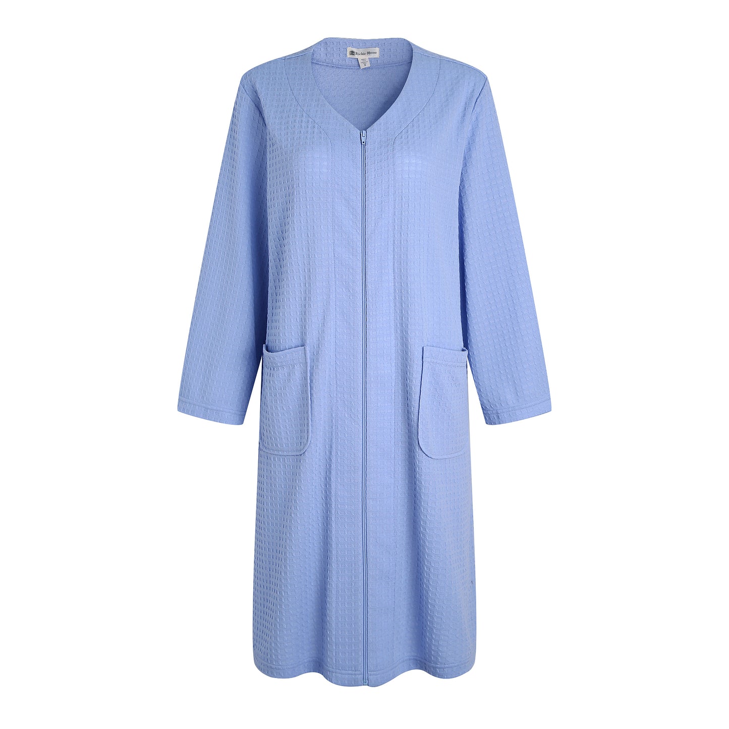 RH Womens Zipper Robes Half Sleeve Zip Front Knee Length Housecoat Dress RHW4010