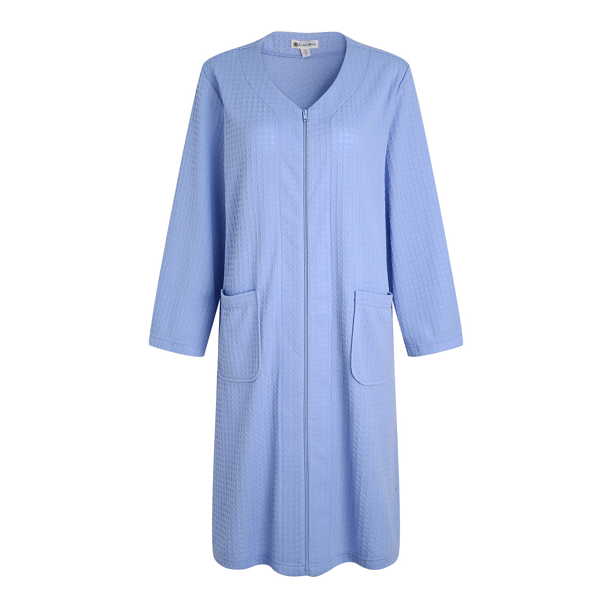 RH Womens Zipper Robes Half Sleeve Zip Front Knee Length