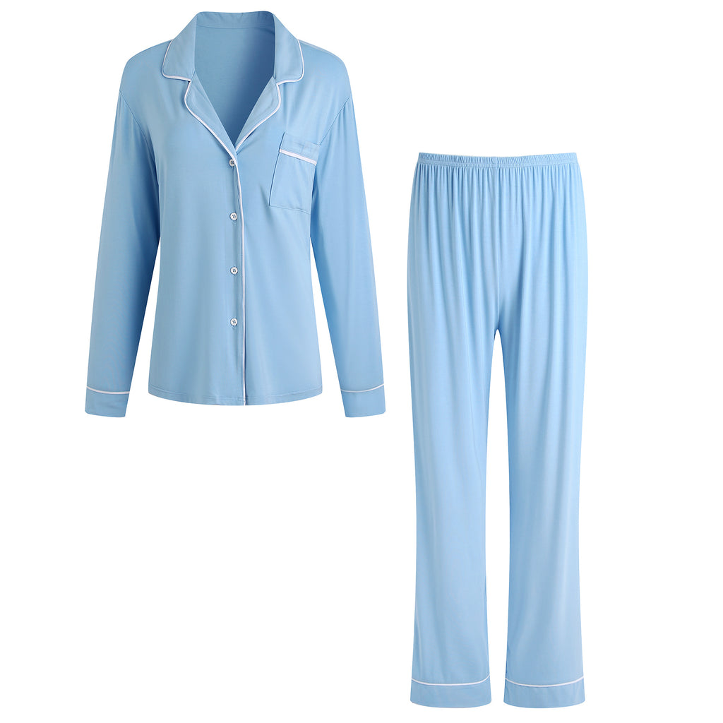RH Women Pajamas Set Button Down Sleepwear Long Sleeve Long Pants Pj Set RHW4013
