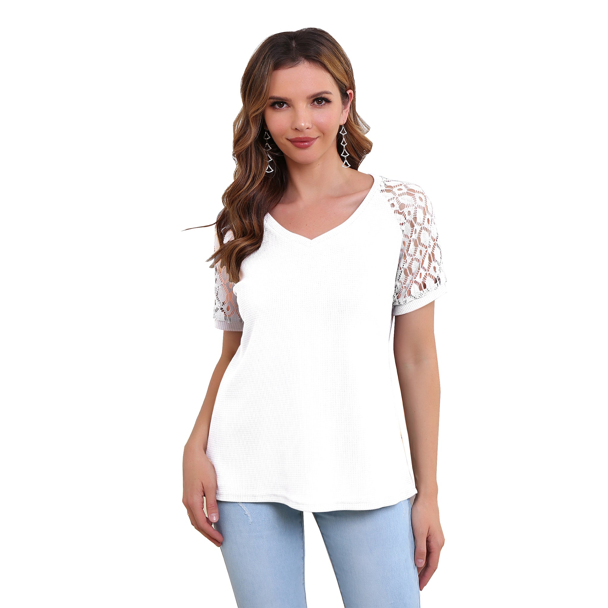 A woman's loose, casual offers white top