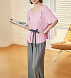 RH Women Pajamas Set Pullover Ribbon Short Top Sleepwear Pjs Set Pajama RHW4020