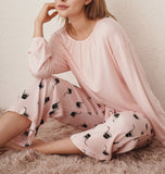 RH Women's Two Piece Pajama Set Long Sleeve printed Sweatshirt Sleepwear RHW4024