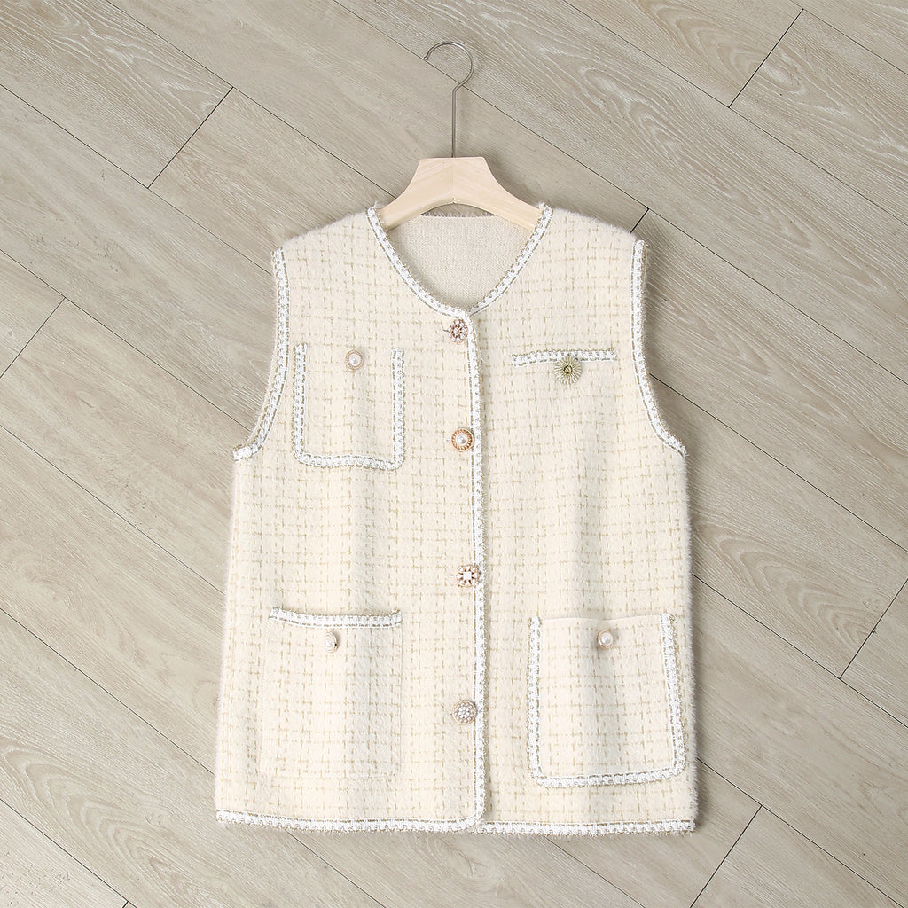 RH Women's Fashion Casual Vest, Knit Sleeveless Classic Fit Button S-M RHW4026