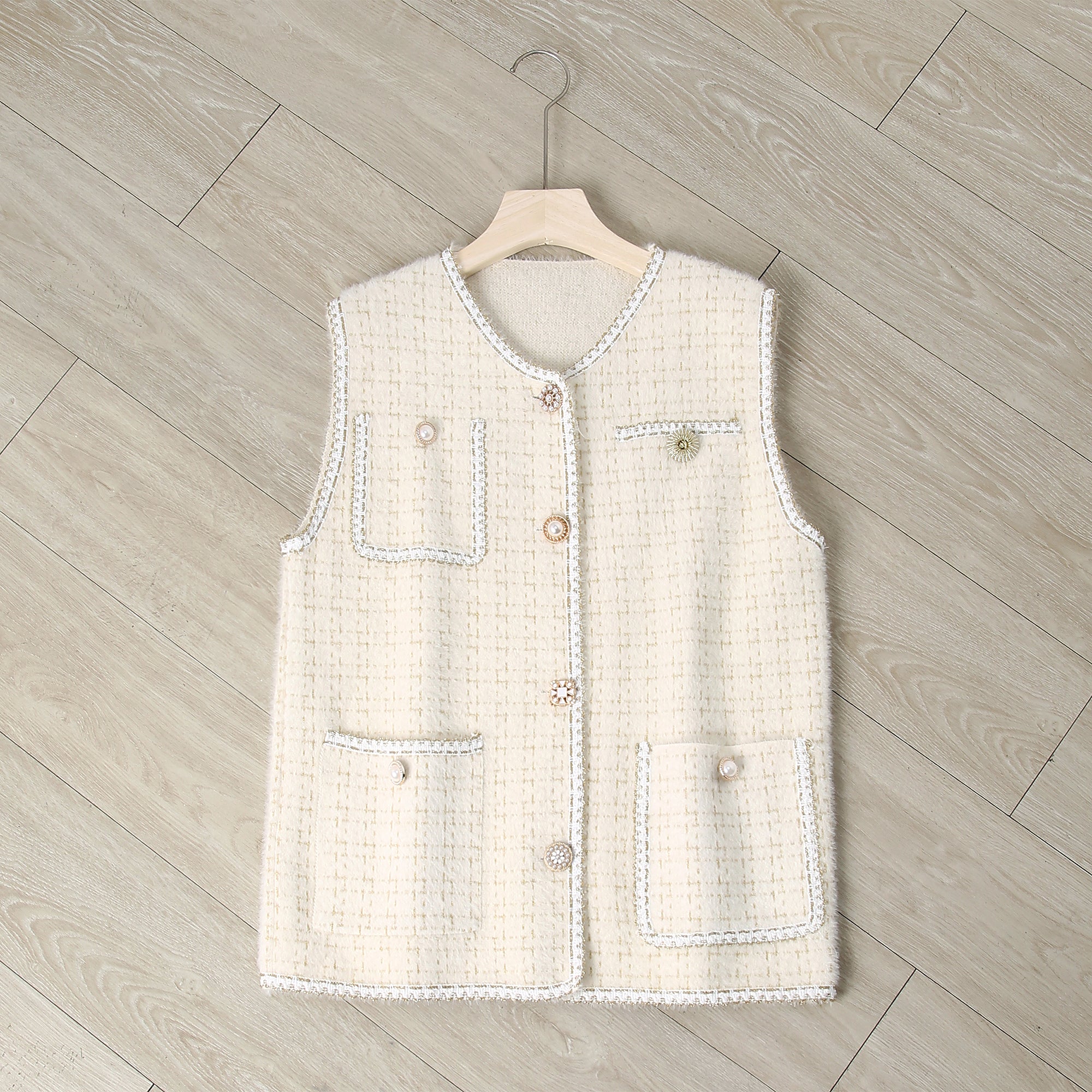 RH Women's Fashion Casual Vest, Knit Sleeveless Classic Fit Button S-M RHW4026