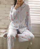 RH Women Pajamas Set Button Down Cotton Sleepwear Long Printed Pj Set RHW4036