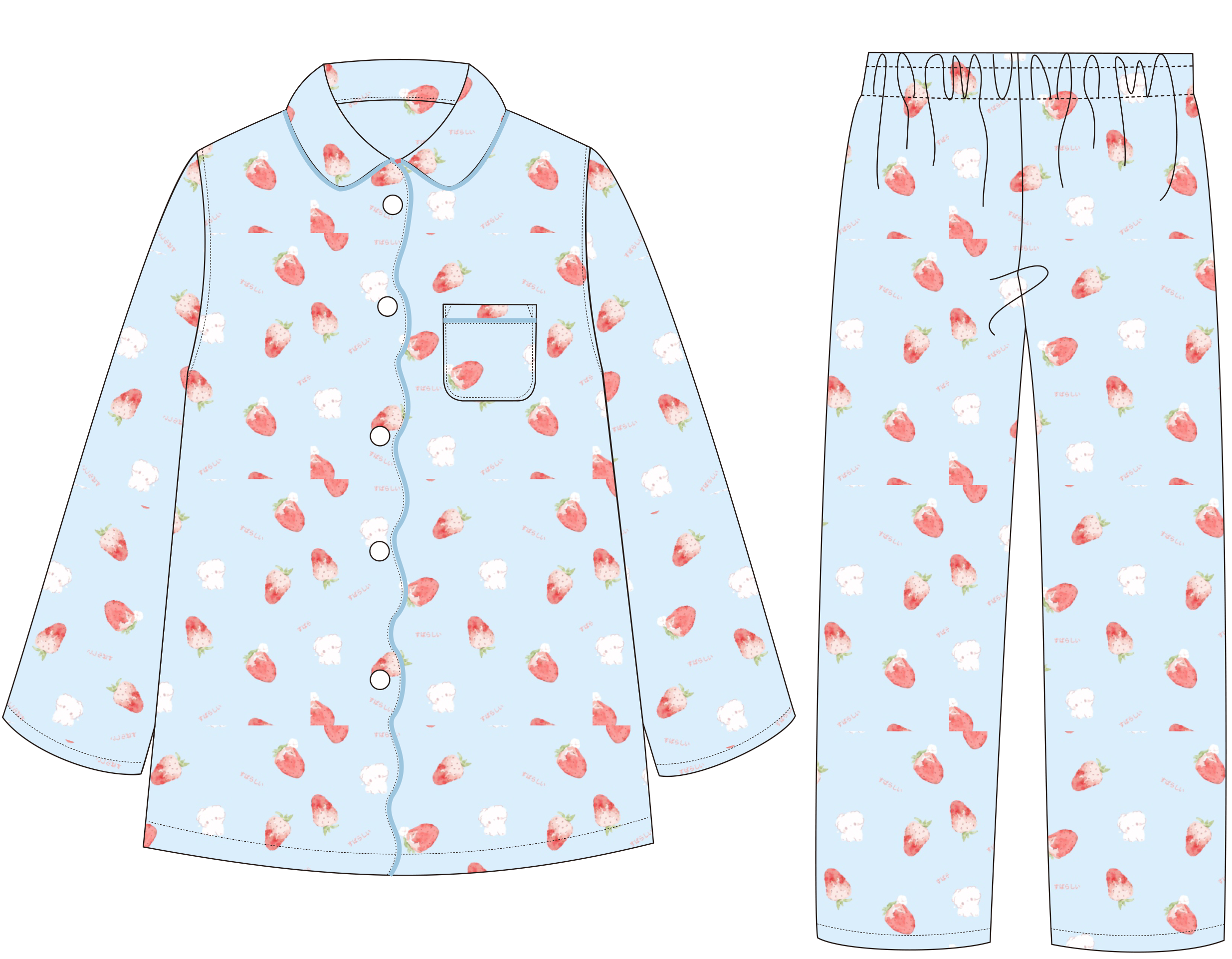 RH Women Pajamas Set Button Down Cotton Sleepwear Long Printed Pj Set RHW4036