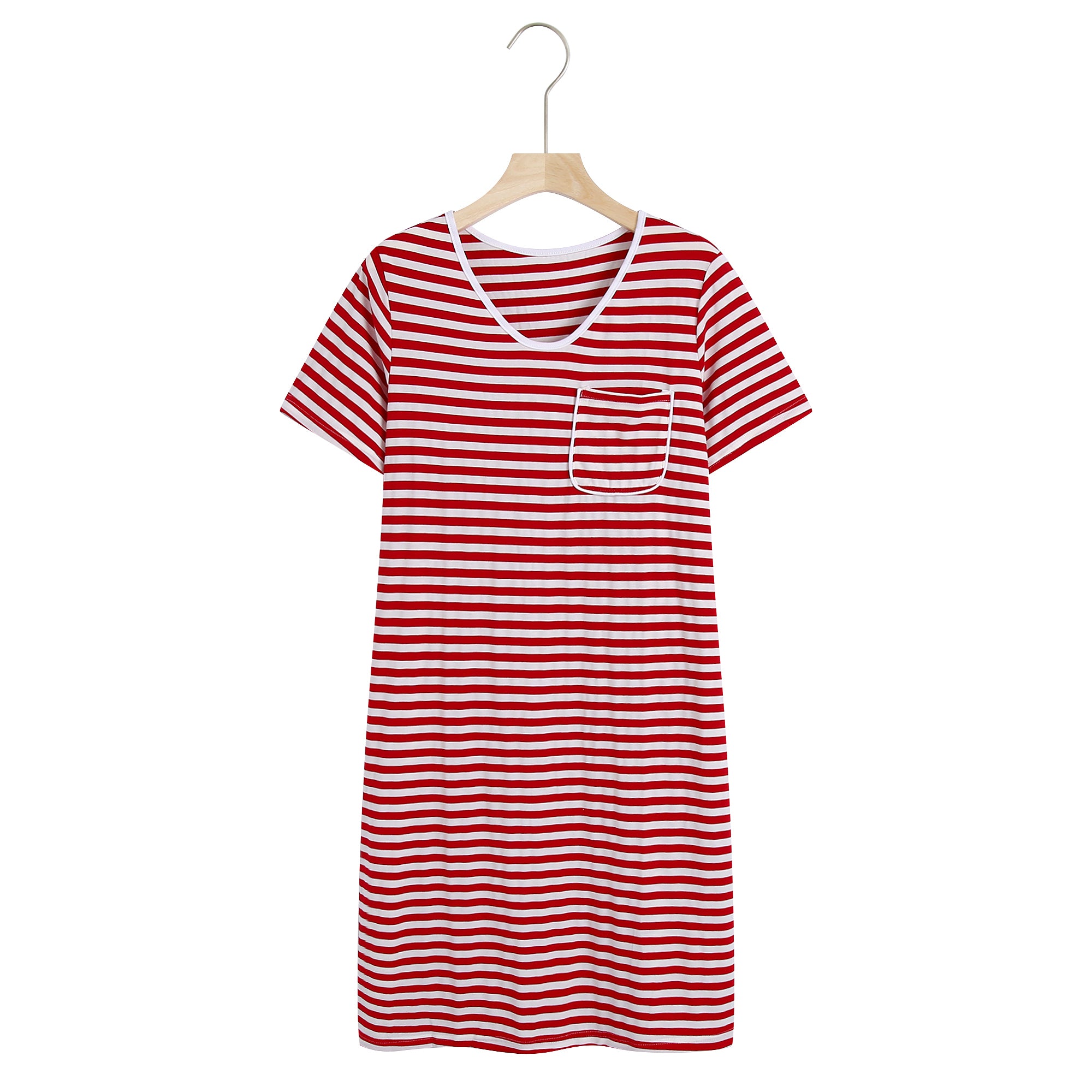 RH Women Nightgown Striped Tee Short Sleep Nightshirt Pajama Dress S-2XL RHW4041
