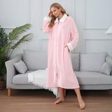 RH Women's Full Front Zip Up Fleece Robe, Casual Nights Housecoat Warm Oversize Bathrobe RHW4047