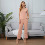 Women Pajamas Sleeveless Pjs Set Summer Lace Tops and Pants Sleepwear Pajama S-XXL RHW4048