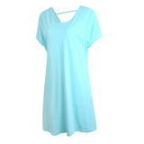 Richie House Nightgowns Women Summer Sleepshirt Sexy Back Short Sleeve Pajama Shirt Nightdress RHW4049