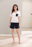 Richie House Womens Pajama Set Short Sleeve Pjs Chest Pocket Tee and Shorts Soft Sleepwear 2Ps RHW4050