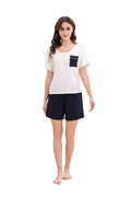 Richie House Womens Pajama Set Short Sleeve Pjs Chest Pocket Tee and Shorts Soft Sleepwear 2Ps RHW4050