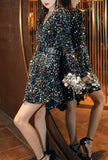 Richie House Women's Long Sleeve Sequin Glitter Dress Bodycon Midi Dress RHW4064