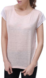 RH Women's Casual Linen T-Shirt w/ Chiffon Short Sleeve Tops Blouse Shirt RH2040