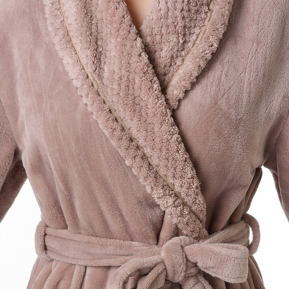 Richie House Ladies Women's Nude Plush Long Shawl Collar Fleece Robe Spa RH1591