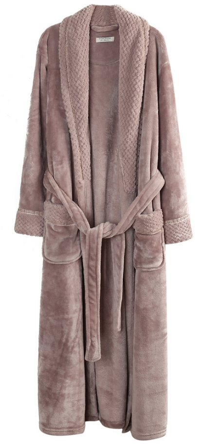 Richie House Ladies Women's Nude Plush Long Shawl Collar Fleece Robe Spa RH1591