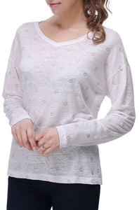 RH Sweatshirt Woamen's V-neck Long Sleeve Printed Blouse Shirt Top Tee RH2026